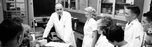 Dr. Hilleman with students
