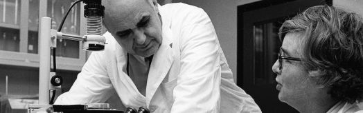 Dr. Hilleman in the lab