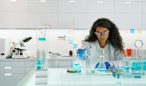 Scientist working in lab