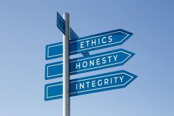 Signpost - Ethics, integrity, honesty