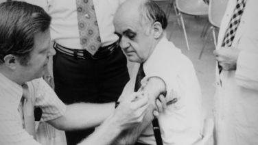 Dr. Hilleman getting the hepatitis B vaccine 